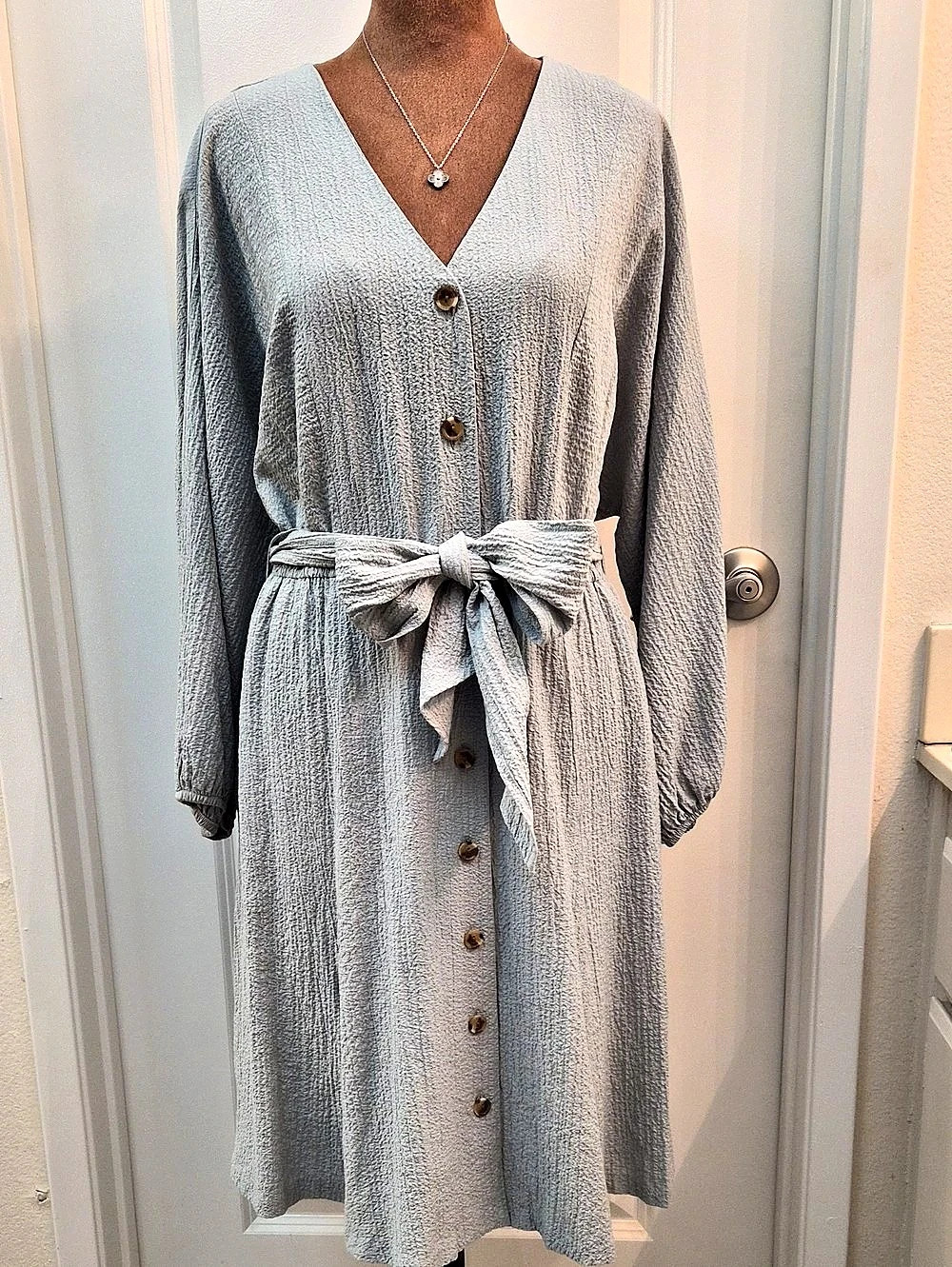 Calvin Klein Women's Midi Wrap-Front Dress in Blue Size 6 Like New